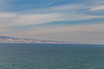 Fototapeta premium Panorama from the shore of Olkhon island. Khuzhir village, Olkhon island, Irkutsk region, Russia.