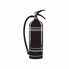 Silhouette Design of a Fire Extinguisher with Cylindrical Body and Hose in a Minimalist Safety and Emergency Style