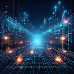 Obraz premium big data network connection background, Science and artificial intelligence technology