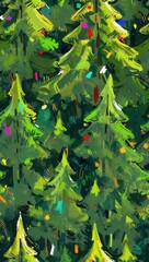 Abstract Vertical Christmas Card with Tree Pattern Design