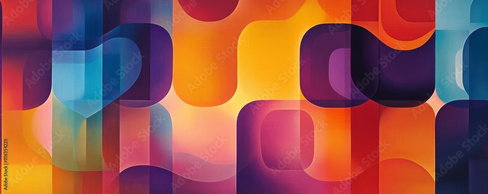 Poster Colorful abstract geometric pattern with overlapping shapes, modern art design concept