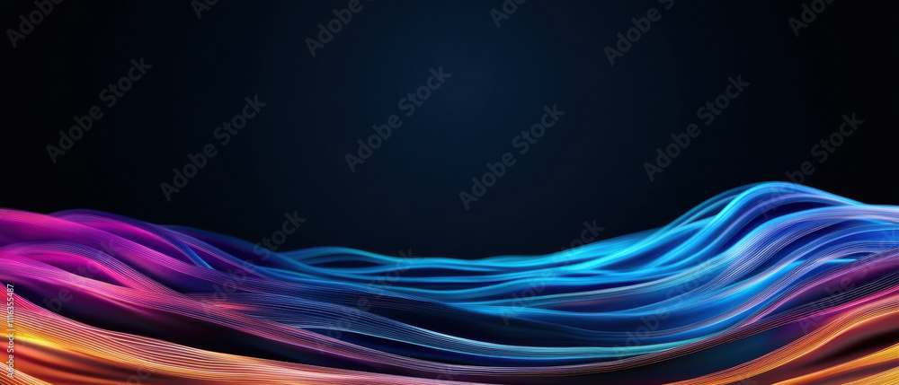 Aufkleber a vibrant abstract design featuring flowing waves of color against a dark background, creating a sen