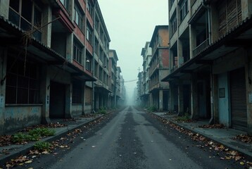 Obraz premium Abandoned Cityscapes: Echoes of a Lost Metropolis, Desolate Urban Decay