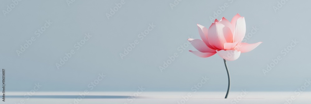 Poster 3d rendered lotus flower, simple and minimalist with smooth textures, isolated in a blank background