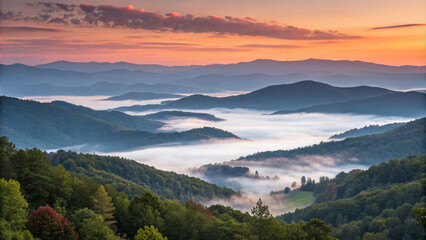 Obraz premium Misty Mountain Sunrise: A Breathtaking View
