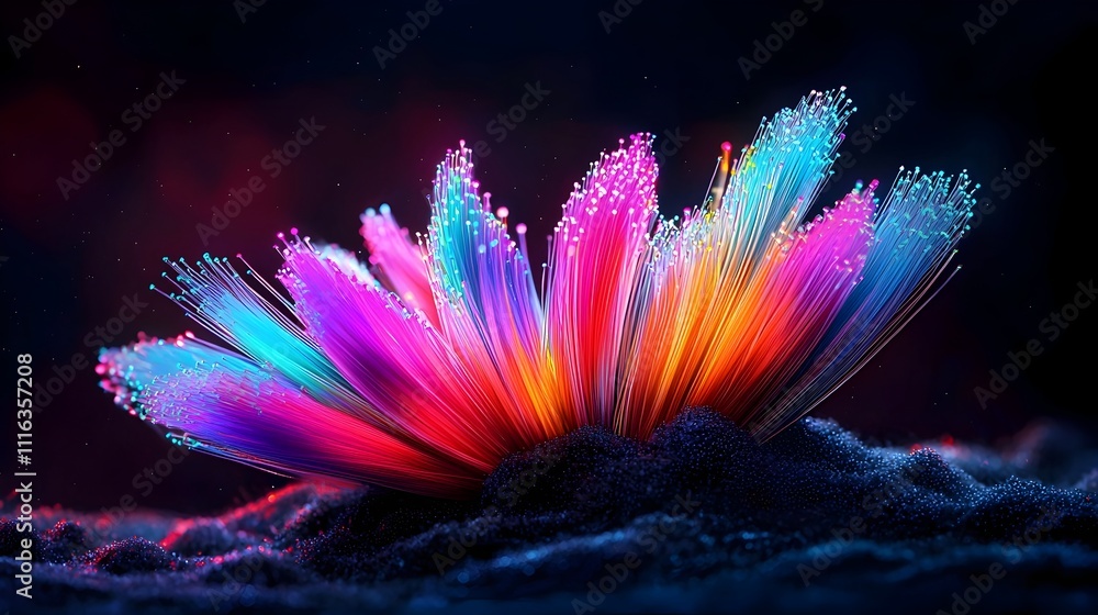 Aufkleber luminescent multicolored fiber optic filaments arranged in a captivating abstract pattern glowing et