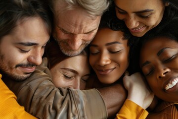 Fototapeta premium Multigenerational group embraces diversity and support.