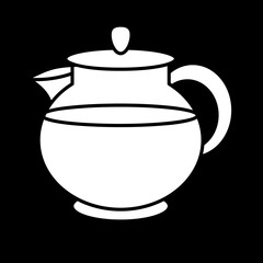 Obraz premium Drinking tea pot vector illustration, coffee pot clip art, tea kettle icon, teapot clipart image, white on black background 