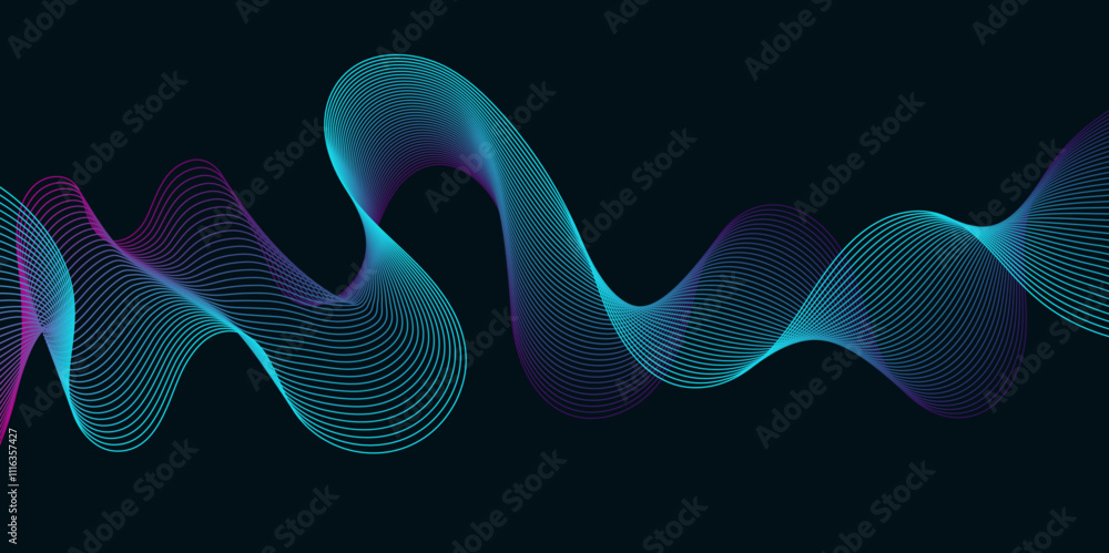 Poster vector technology abstract background with dynamic amorphous vector flowing gradient particle water 