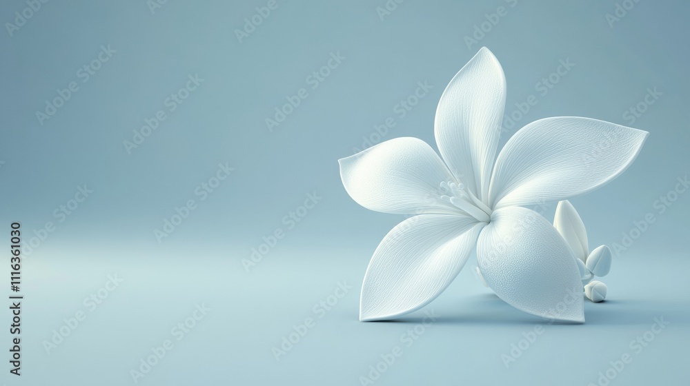 Poster 3d-rendered icon of a white jasmine flower with intricate petal textures, set in a minimalist backgr