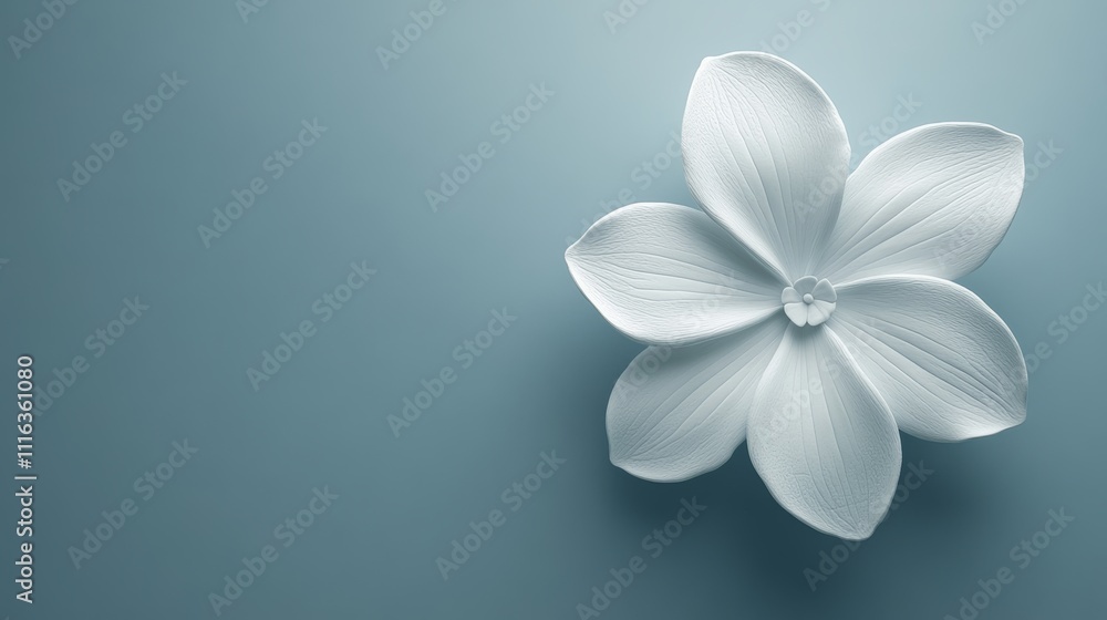 Poster 3d-rendered icon of a white jasmine flower with intricate petal textures, set in a minimalist backgr