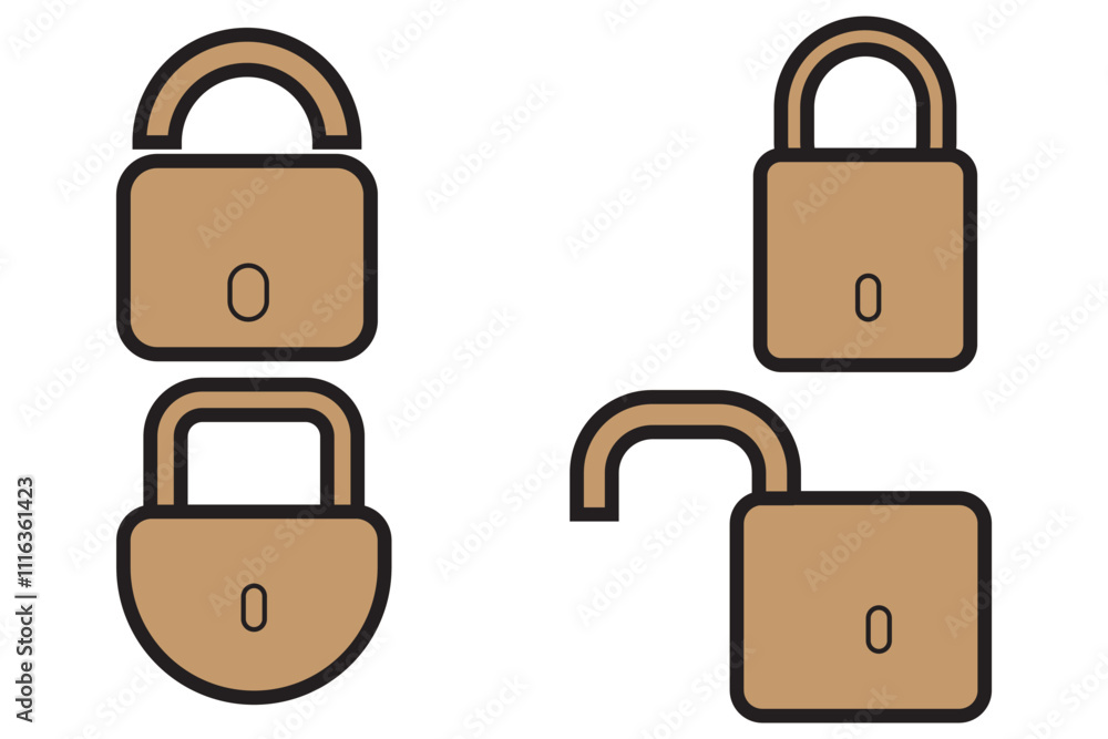 Wall mural lock icons set. locked and unlocked privacy lock symbol set . vector illustration.lock icon collecti
