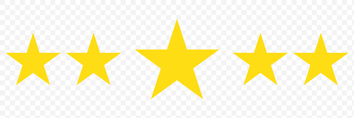 Obraz premium Star icon. Vector yellow isolated five stars. Customer feedback concept. Vector 5 stars rating review. Quality shape design. eps 10.