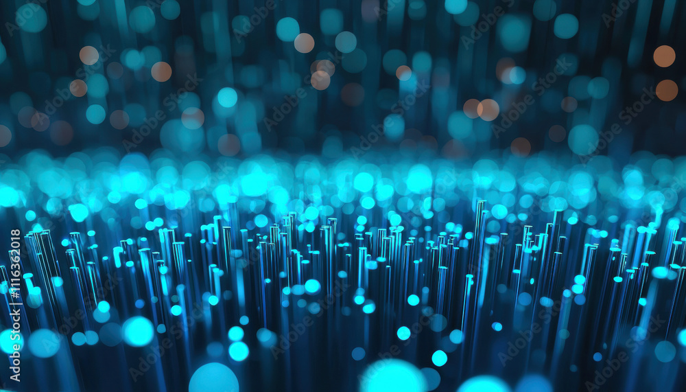Aufkleber a vibrant abstract background featuring glowing blue strands and bokeh lights, creating a sense of d