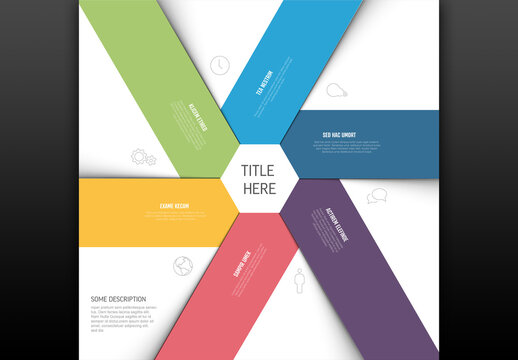 Flower shape infographic template made from six content thick lines