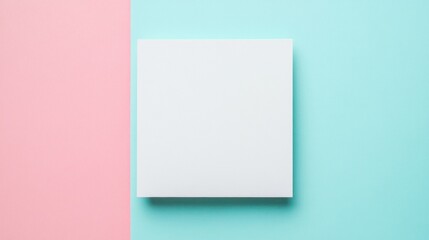 Fototapeta premium A vivid square lies at the center of a striking pink and blue backdrop. This visually intriguing arrangement captures attention and sparks creativity, perfect for artistic expression