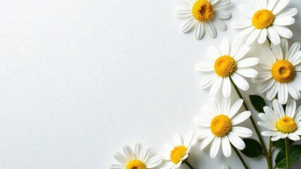 Fototapeta premium Blank Frame Mockup with Chamomile Buds - Spring Summer Top View