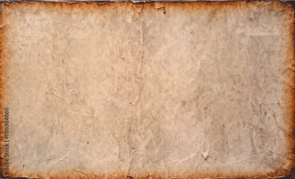 Poster piece of paper with a burnt edge. the paper is white and has a few lines on it
