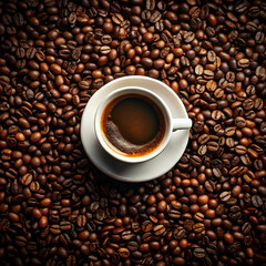 Fototapeta premium coffee cup on coffee beans