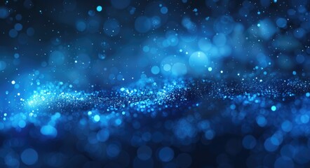 Abstract Background Digital. Dark Blue Glowing Particle Explosion with Light Effect