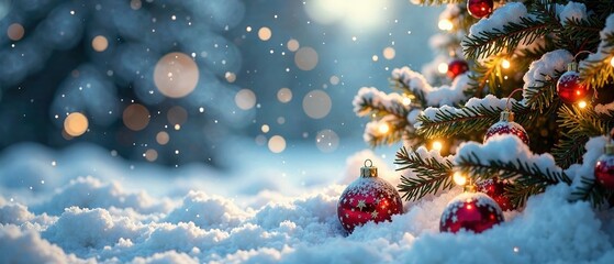 Fototapeta premium Christmas Snowflake Snowfall Background Design with Copy Space