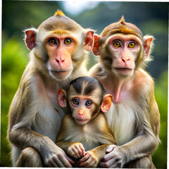 Obraz premium cute monkeys family