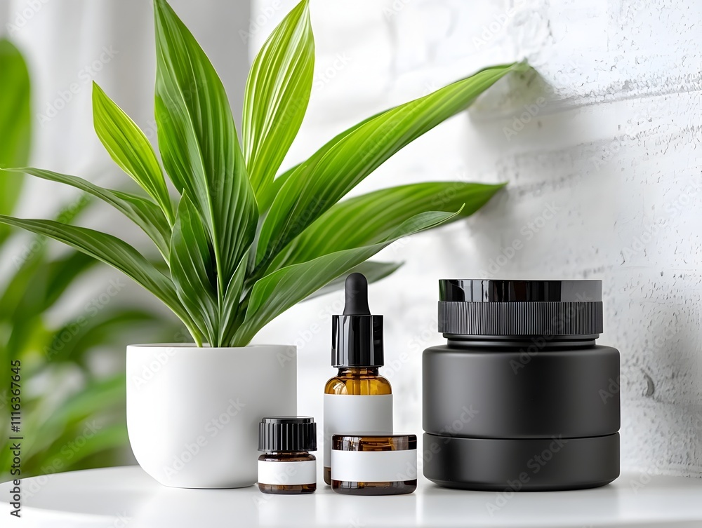 Aufkleber tranquil and refined office corner with stylish product showcase a scandinavian inspired workspace f