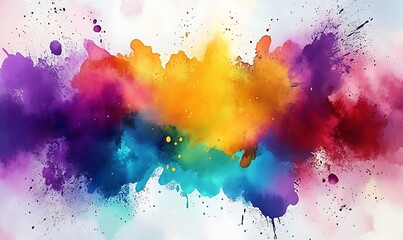Fototapeta premium abstract rainbow watercolor background with splatter aerial view