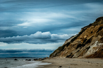 Beautiful landscape with sea coast at aquinnah marthas vinyard
