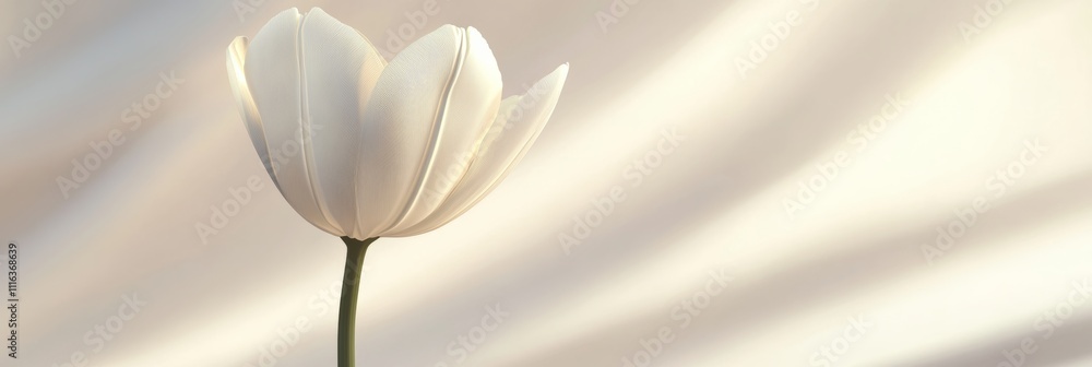 Poster detailed 3d tulip icon with smooth, flowing lines and subtle shadowing, isolated in a neutral settin