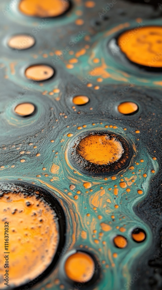 Poster colorful blue and orange circular patterns create a mesmerizing abstract design with texture