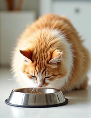Adorable white kitty with the monochrome wall behind her