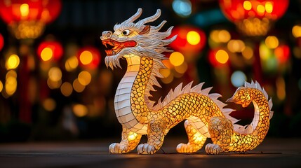 Obraz premium Illuminated Dragon Lantern Chinese New Year Festival Lights