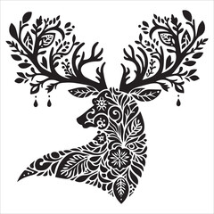 deer with flower antlers vector