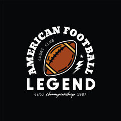 American football club emblem. Original vector illustration in vintage style. T-shirt design.