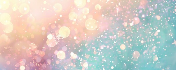 Obraz premium Winter scene with glittering bokeh lights, snowflakes, and sparkling details, perfect for creating Christmas and New Year greeting cards, banners, and festive designs.