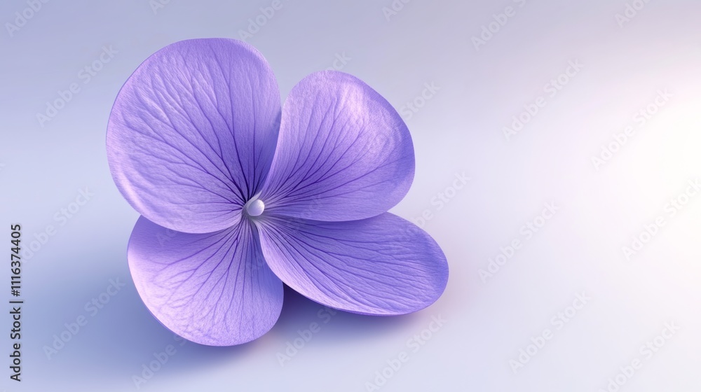 Poster single 3d violet flower, delicately detailed with soft lighting, isolated on a minimal gradient back