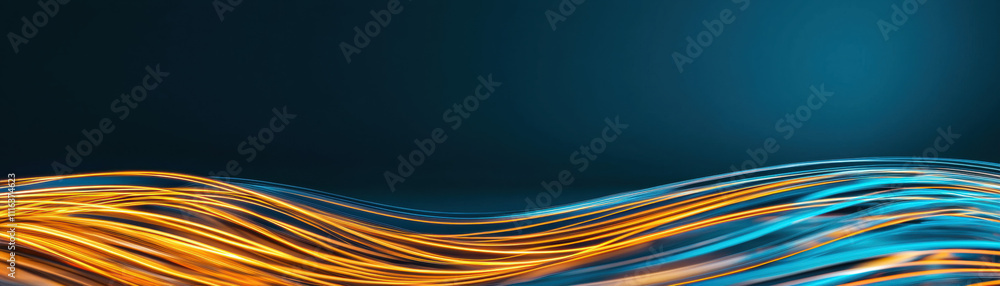 Aufkleber a captivating blend of orange and blue waves against a dark background, creating a dynamic and vibra
