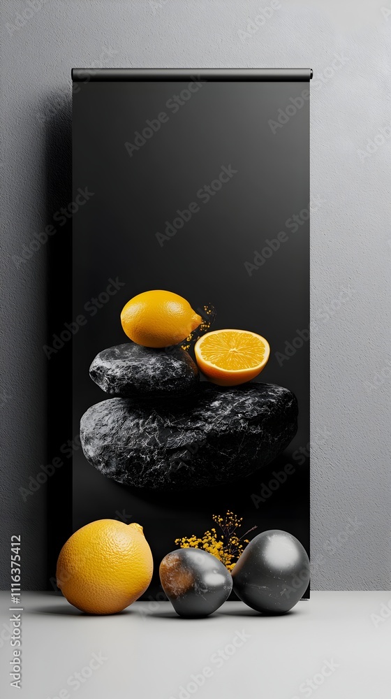 Aufkleber 3d mockup of a minimalist and modern roll up banner design with a clean and uncluttered composition 