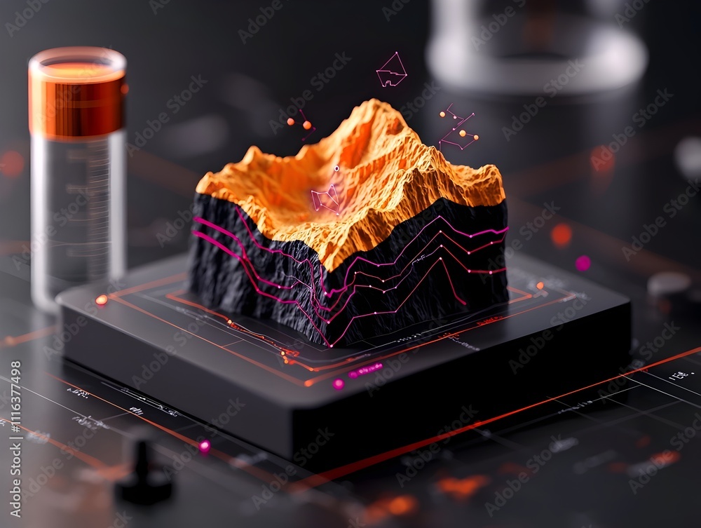 Poster Detailed topographic renderings of complex tectonic shifts and geological structures produced from advanced sensor readings data analytics