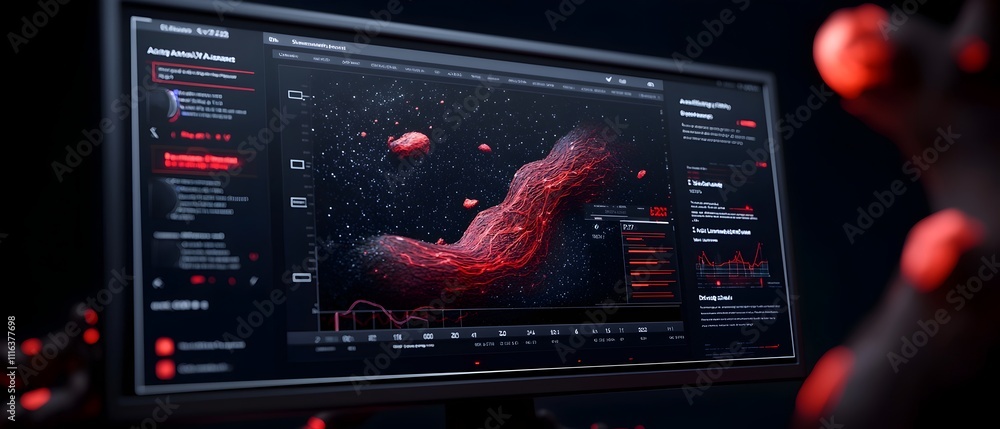 Poster detailed seismic activity report displayed on a large interactive dashboard