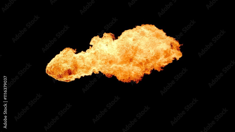 Poster dynamic fire explosion on a black background creating vivid flames and intricate patterns for design