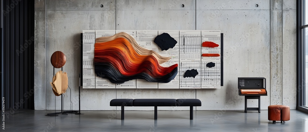 Poster expansive wall mounted seismograph array providing a comprehensive visual overview of tectonic plate