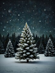 Fototapeta premium christmas tree with snow