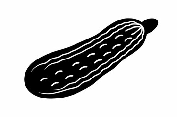 Silhouette Design of a Cucumber with Elongated Shape and Smooth Texture in a Minimalist Natural Style