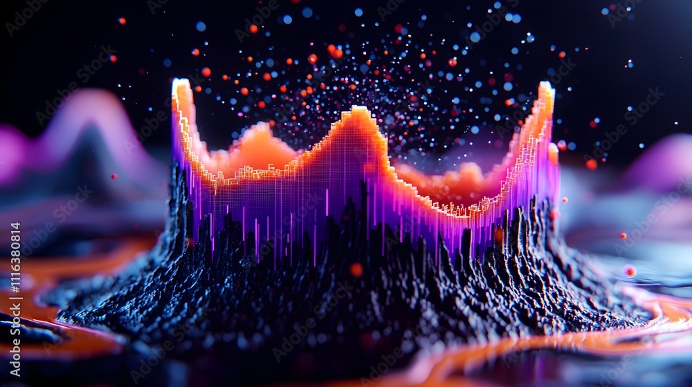 Poster seismic signatures visualizing the intricate patterns vibrant color gradients and dynamic energy flo