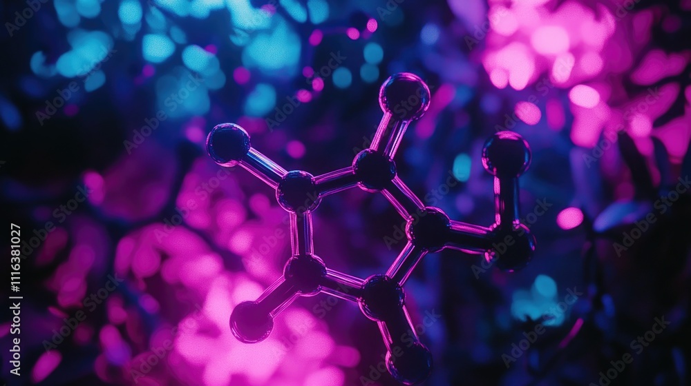 Aufkleber insb semiconductor molecule structure abstract background with neon colors science concept