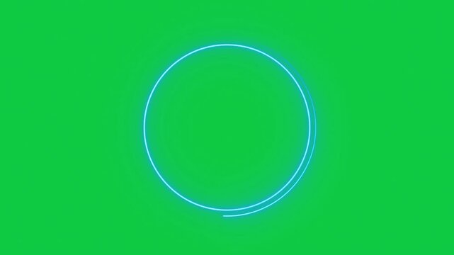 neon lights pink and blue circle round frame isolated on green background loop animation, sale and promotion social media motion design element