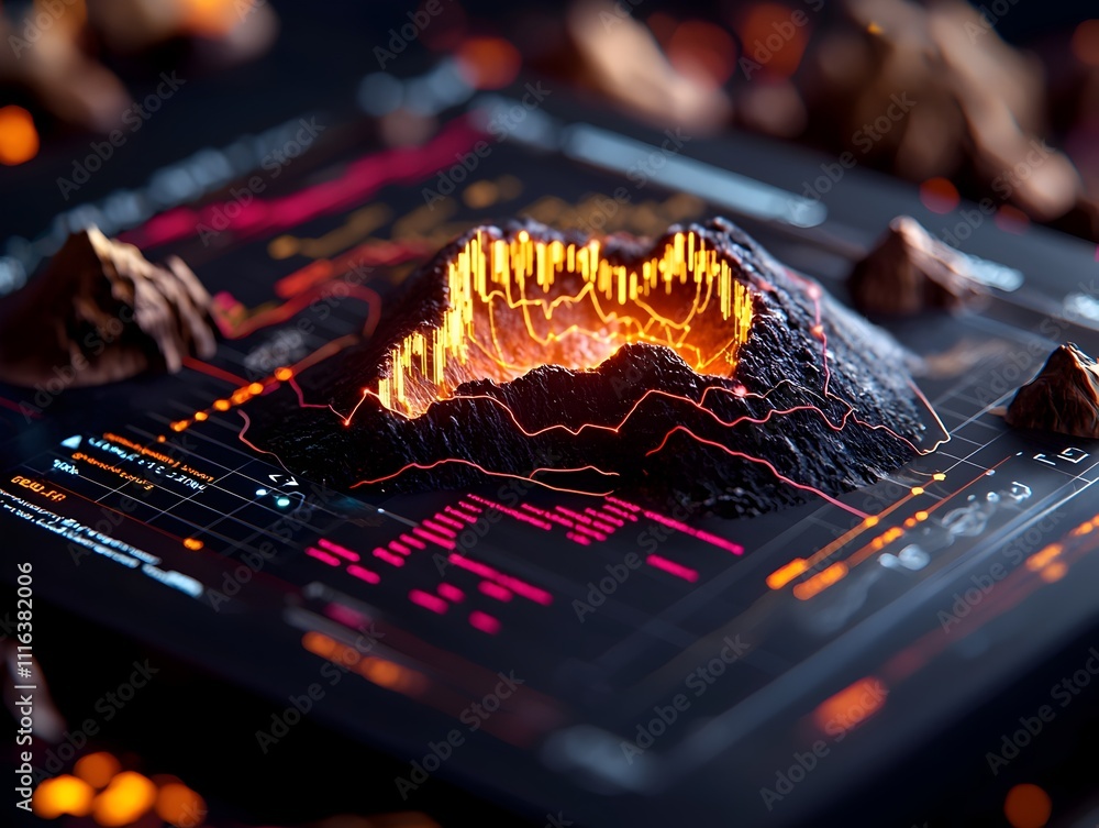 Poster detailed seismograph displaying the real time readings and complex data visualizations of a major ea