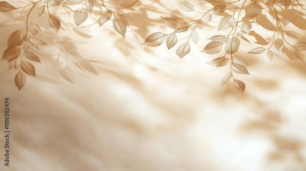 Aufkleber tropical leaf shadows and sunlight on a soft blurred wall creating a serene atmospheric background f